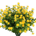 10PCS Artificial Flowers, Fake Artificial Greenery UV Resistant No Fade Faux Plastic Plants for Wedding Bridle Bouquet Indoor Outdoor Home Garden Kitchen Office Table Vase(Yellow) - color: Yellow