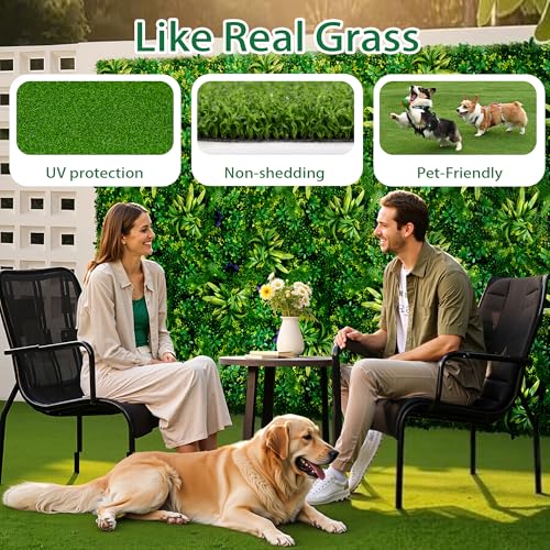 Artificial Grass Turf Lawn,5X6ft Artificial Synthetic Fake Grass,0.6" Pile Height,Indoor Outdoor Garden Grass Carpet,Patio Balcony Lawn, Astro Turf Rug Dogs Pet,Golf Training Mat,Dark Green - size: 5FTX6FT