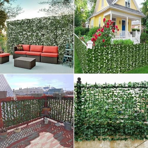 Privacy Fence Screen Artificial Ivy Grass Wall Screen 360x40 in Balcony Fence Privacy Screen Faux Vines Green Backdrop Fake Ivy Wall Panels Hedge Fence for Patio,Garden, Backyard Indoor Outdoor deocr - size: 360*40 inches