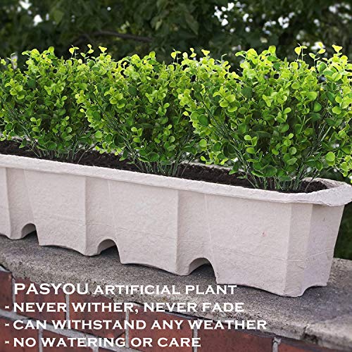 PASYOU Artificial Shrubs, Plastic Plants Fake Eucalyptus Shrub Bushes Grass Greenery Leaves Bush Indoor Outdoor Home Garden Party Verandah Wedding DIY Table Arrangement Decoration Planter Filler 4 Pcs - color: Eucalyptus Grass/4 Pcs
