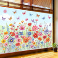 decalmile Spring Summer Colorful Flower Double Sided Window Clings Wildflower Bouquet Butterfly Plants Anti-Collision Glass Doors Window Stickers Decals - color: Colorful Flower