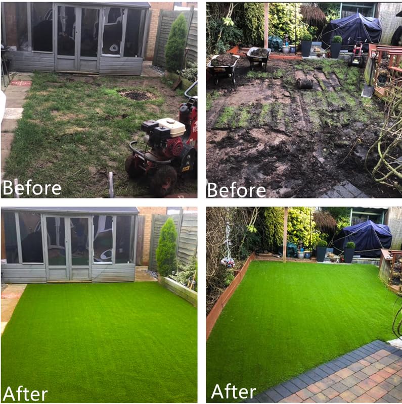 Petgrow Thick Artificial Grass3FTX19FT,0.7Inch Pile Height Green Soft Fake Faux Grass Turf Mat,Indoor Outdoor Garden Dogs Pet Synthetic Grass Carpet Doormat, Rubber Backed with Drainage Holes - size: 3FTX19FT