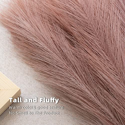 Pampas Grass Decor, Fluffy Faux Pampas Grass 6 Stem 18"/45cm Pompous Grass Small Flower Arrangement and Vase Filler for Boho Home Wedding Decoration (Dusty Pink) - color: Dusty Pink