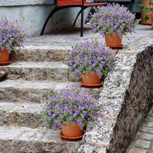 NETAP Outdoor Artificial Flowers UV Resistant, 20 Bundles Fake Realistic Floral Greenery Plants for Outside Porch, Window Boxes, Garden, Yard, Inside Home Table Decor, Purple - color: Purple