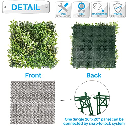 Patio Paradise Artificial Greenery Grass Wall Panels, 20"x20" (6pc) Faux Grass Boxwood Backdrop Fake Ivy Privacy Screen Green Hedge for Indoor Outdoor Décor, 13 3D Mixed - color: #13 3D Mixed, size: 20"x20"