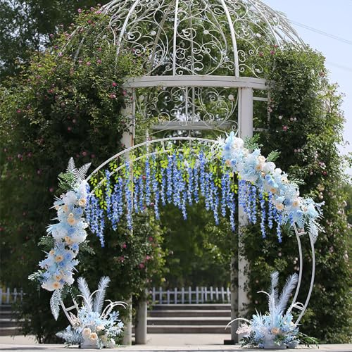 WEISPARK Fake Hanging Flowers - 12 Pieces 3.75 Feet/Piece Artificial Wisteria Vine Ratta Hanging Garland Silk Flowers for Home Party Wedding Decor (Royal Blue) - color: Royal Blue