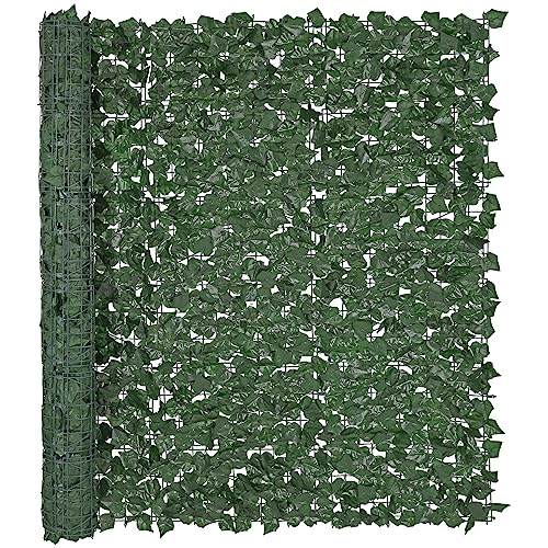 VEVOR Artificial Ivy Privacy Fence Screen, 59 x 98 in Faux Ivy Vine Leaf Hedges Fence, Greenery Privacy Fence with Strengthened Joint, Green Wall Decoration for Outdoor Garden, Yard, Balcony - color: Ivy, size: 59 x 98 inch