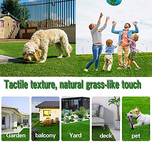 Heyroll Artificial Turf Grass 3' x 16', 1.38 Inch Realistic Artificial Grass Rug, Fake Grass Mat Thick with Rubber Backing, for Pets Dogs Garden Lawn Landscape Indoor Outdoor - size: 3' x 16'