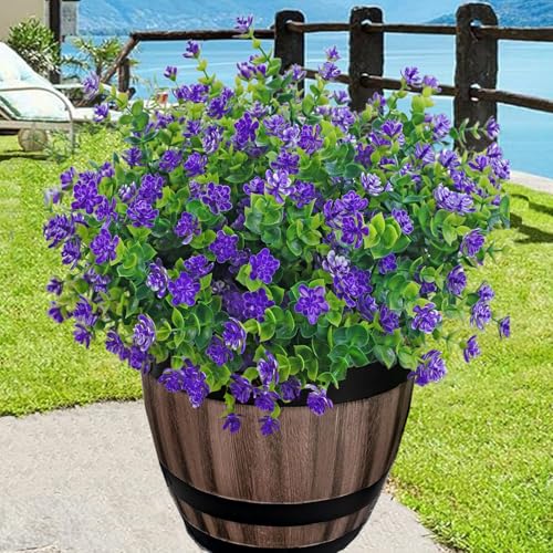 Outdoor Artificial Flowers, Outdoor Faux Plants UV Resistant hrubs,Faux Flower for Indoor Outdoor Planters Spring Summer Window Boxes Decoration (A-Purple, 12 PCS) - color: A-purple