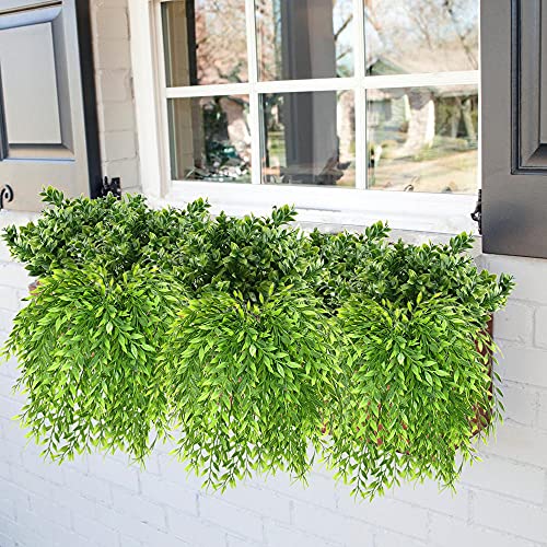 Artificial Weeping Willow, Plastic Plants Greenery Shrubs, Fake Hanging Vine Ivy Garland Outdoor Indoor Home Garden Verandah Parterre Wall Baskets Table Decoration UV Resistant 8 pcs - color: Weeping Willow / 8pcs
