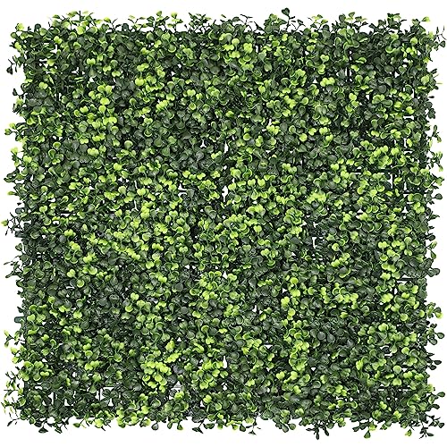 E&K 6Pcs 20" x 20" Artificial Grass Wall Panels, Faux Boxwood Greenery Backdrop Decor, UV Protected Privacy Hedge Screen for Indoor Outdoor (Boxwood with Back) - color: Boxwood with Back