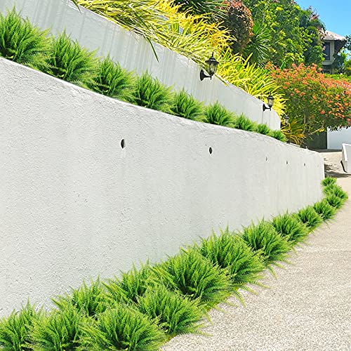 Coreland Outdoor Artificial Boston Fern Plants Bushes 20Packs Faux Plants Shrubs Greenery UV Resistant for House Office Garden Décor - color: 20 Pcs