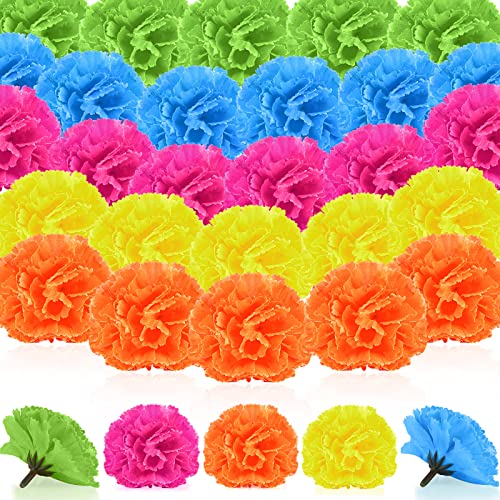 Syhood 50 Pcs Artificial Marigold Flower Bulk Decorations Mexican Flores Artificiales Fiesta Party Decorations for Mexican Backdrop Party Floral with Stems DIY Marigold Garland - color: Mixed Colors