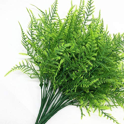 PASYOU Artificial Shrubs, Plastic Plants Fake Bushes Grass Greenery Leaves Shrub Bush Home Garden Indoor Outdoor Verandah Wedding Party DIY Table Arrangement Decoration Planting Filler 4 Bundles - color: Fine Grass-4 Pcs
