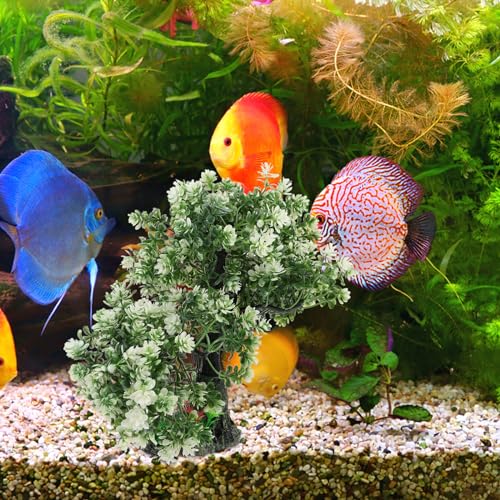 POPETPOP Aquarium Decor Fake Tree 4.13X2.36X10.62In Realistic Plastic Bonsai Plant Fish Tank Ornament for Freshwater Saltwater Aquariums Home Office Decoration