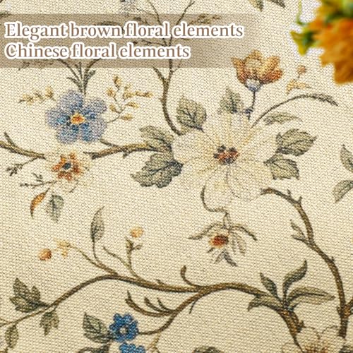 HunnmingRe Chinoiserie Table Runner Light Brown White Floral Table Runner Vintage Chinoiserie Spring Decorative Dinner Dining Decor for Home Cottage Core Party Kitchen Decorations, 12 x 71 Inch - color: Light Brown
