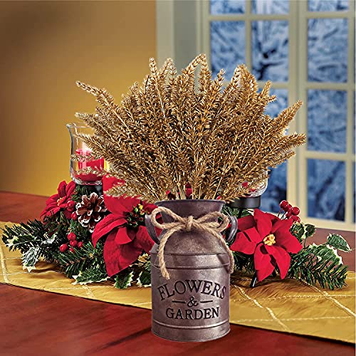 CATTREE Artificial Plants for Christmas Decoration, Plastic Grass Faux Shrubs Fake Lavender Leaves Simulation Wheat Ears Bushes Home Indoor Garden Wedding Hall Table Planter Filler - Gold 2 Pcs - color: Golden Lavender -2 Pcs