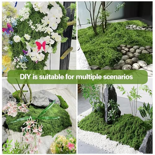 Fake Green Moss for Potted Plants, Artificial Moss, Preserved Moss for DIY Decorating Craft Art Potted Wedding Accessories Fairy Garden Accessories (500G) - size: 17.63oz/500g- Green