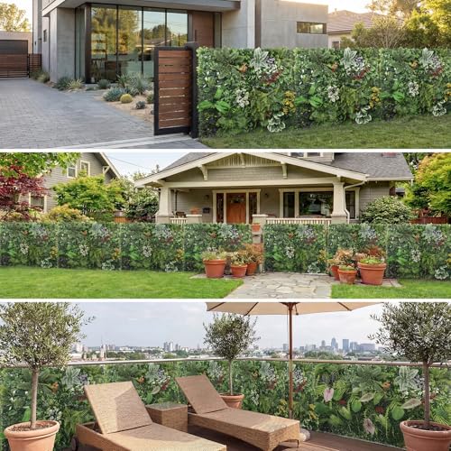 Artificial Grass Wall Panels,40"x40"2PCS Fake Flower Grass Backdrop,UV-Anti Fake Greenery Plant Boxwood Panels,Green Wall Decor for Outdoor Indoor Patio Garden Backyard balcony privacy screen - size: 40x40 2PCS