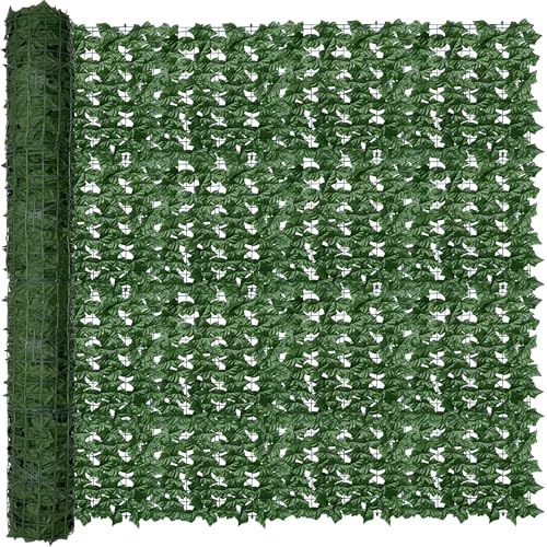 ODTORY Artificial Fence Privacy Screen: 6FT x 20FT UV-Anti Faux Greenery Backdrop Ivy Chain Link Shades Panels for Patio, Balcony, Garden,Deck,Backyard Indoor Outdoor Green Wall Decor - size: 6 ft x 20 ft- Chain Link