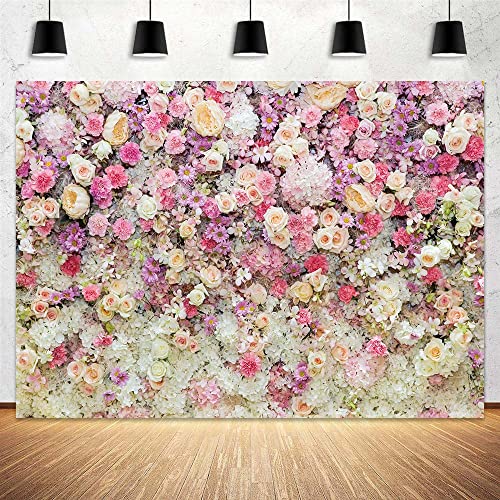 Pink Flower Wall Backdrop,Spring Mothers Day Flowers Photo Backdrop,Rose Girls Birthday Party Weeding Bridal Shower Backdrop Studio Photo Booth Props, 5X3FT - color: Pink, size: 5X3FT