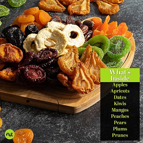 NUT CRAVINGS - Dried Fruit Flower Bouquet Arrangement in Wooden Apple-Shaped Gift Basket + Tray (9 Assortment) Healthy Snack Care Package - style: 3. Wooden Apple Fruit Basket - Flower Arrangement