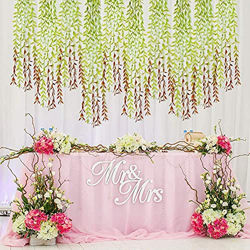 Artificial Vines, Hanging Ivy 10 Pack (Green 5Pcs Red 5Pcs) Fake Weeping Willow Greenery Leaves Plastic Plants Faux Garland Vine for Indoor Outdoor Wall Baskets Wedding Party Decoration - color: Vines/ Green 5pcs & Red 5pcs