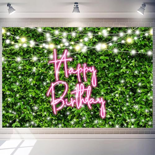 10 x 8 ft Happy Birthday Background Large Green Grass Wall Backdrop Birthday Banner for Woman Men Birthday Party Decorations Photo Props Supplies Polyester - color: Grass, size: 10x8 FT