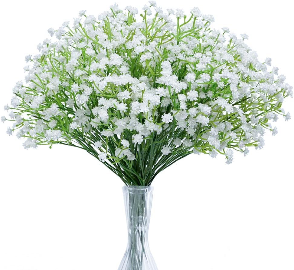 N&T NIETING Babys Breath Artificial Flowers Bulk, 10Pcs Fake Gypsophila Bouquet Flowers Real Touch Faux Flowers Arrangement for Wedding Party Home Centerpieces Decoration, White - color: White, size: 10pcs