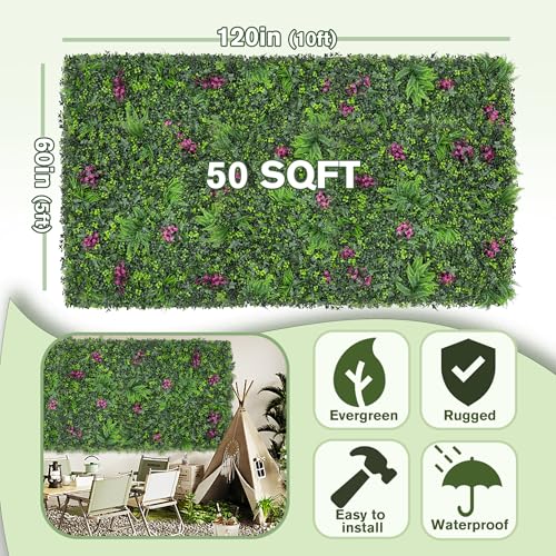 Greenery Grass Wall Boxwood Plant Panel: 60"x120"（50SQFT） with UV Resistant Green Leaves Faux for Interior Wall, Greenery Backdrop,Garden and Indoor Outdoor Wall&Fence Covering Privacy - size: 60"x120" 1