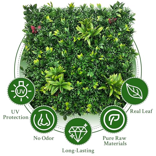 ODTORY Artificial Boxwood Panels: 40" x 40" (11.5 sqft) UV-Anti Fake Grass Ivy Privacy Hedge Greenery Backdrop Fence Wall Screen for Garden Fence Covering Privacy, Outdoor Indoor Home Decor - color: Green, size: 20x20 in 4P