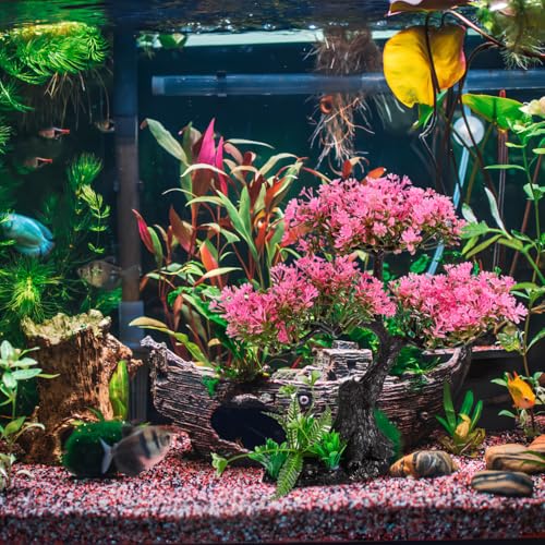 PartyKindom Artificial Aquarium Plants Realistic Fish Tank Decorations Set for Turtle Tanks Plastic Aquarium Decor with Soft Swaying Water Plants 11.41X9.44X4.33 in Underwater Landscape