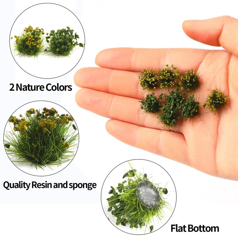 56pcs Miniature Green Bushy Tufts Lowland Shrubs Tuft Terrain Model Static Scenery for DIY Craft Train Landscape Railroad Scenery Sand Military Layout Model War Gaming Terrain