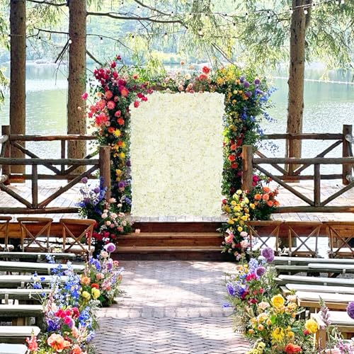 Artificial Flower Wall Panels Ivory 7x4.6ft Silk Hydrangea Floral Backdrop for Wedding Baby Bridal Shower Event Photo DIY Background Decorations - color: Ivory, size: 7ftx4.6ft