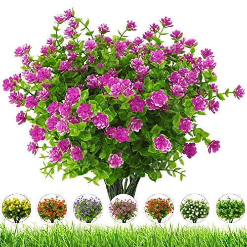 Artificial Flowers Outdoor,UV Resistant Fake Flowers 20 Bundles Faux Outdoor Plants Plastic Flowers Greenery Bushes for Indoor Outside Home Porch Decoration (Orchid) - color: Orchid, size: 20 Bundles