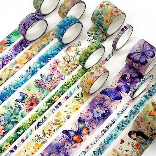 20 Rolls Washi Tape Set - Floral Butterfly Decorative Masking Tape, Adhesive Tape for Bullet Journal Supplies, Junk Journal, Diy Craft, Scrapbooking Supplies, Gift Wrapping, Party Decoration - style: Floral