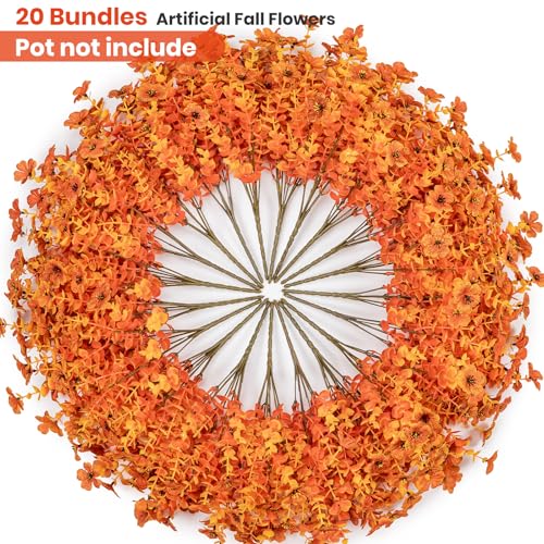 Lnoicy 20 Bundles Artificial Flowers for Outdoor,Faux Plants Decoration,Plastic Flowers for Indoor Garden/Wedding/Farmhouse (Fall Red) - color: Fall Red