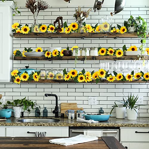 Uieke 3 Pack Artificial Sunflower Garland, 7.5ft/Strand Silk Sunflowers Hanging Vines Flowers with Green Leaves for Room Kitchen Garden Birthday Wedding Baby Shower Party Table Decor Large - size: Large