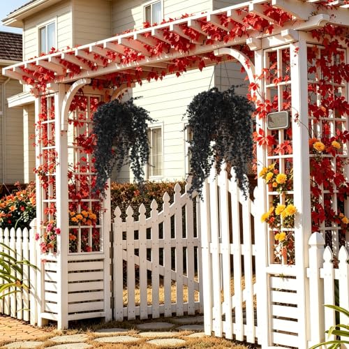 RECUTMS Black Artificial Hanging Gothic Plant 30" Fake Fall Greenery Vines | 3Pcs Artificial Greenery for Outdoors,UV Resistant Faux Ivy,Plastic Plants for Indoor Outdoor Halloween Garden Decoration - color: Black Grass, size: Hanging Plants