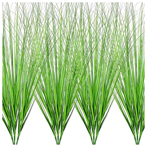 20pcs Artificial Grass Plants, 20.5 inch Faux PVC Onion Grass Wheat Stems for Indoor Outdoor House Garden Office Decoration（Green Red Tail）