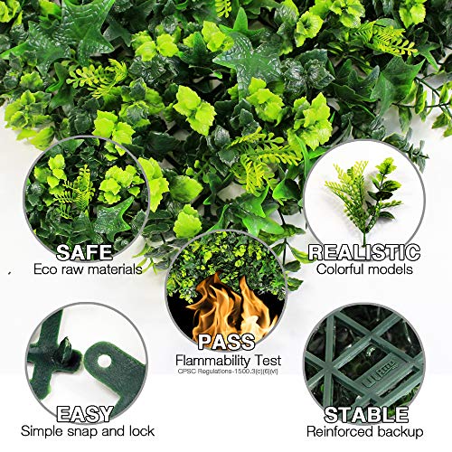 Artificial Grass Wall Panels, 12pcs 20"x20" Plant Wall Mats for Greenery Backdrop, 3 sqms Outdoor Green Hedges for Privacy Screening Fence Covering - color: A009