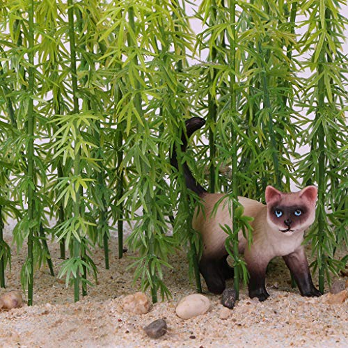 100Pcs Miniature Bamboo Trees with Panda Figurines, 4-6 inch Green Plastic Model Trees for Train Scenery, Fairy Garden, Diorama, Cake Topper Decoration, 1:75 Scale Landscape Accessories