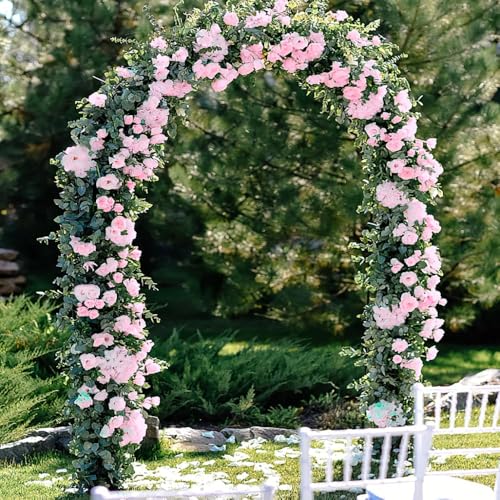 YRIOWMI 10PCS Fake Rose Garland, 7.5Ft Artificial Vines Flowers Hanging Rose Vine forfor Table Wedding Backdrop Arch Wall Party Mantle Festival Decor (Pink) - color: Pink