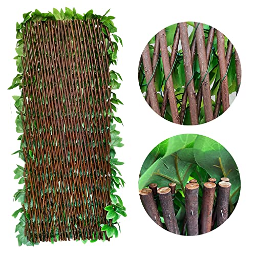 Sumery Expandable Fence Privacy Screen for Balcony Patio Outdoor,Decorative Faux Ivy Fencing Panel,Artificial Hedges (Single Sided Leaves) (1, Peony Leaf) - color: Peony leaf