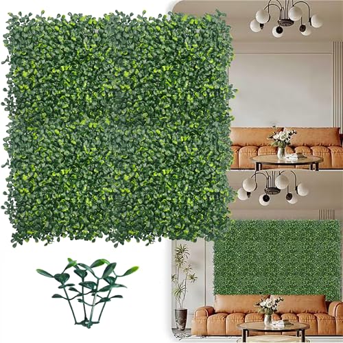 ODTORY Artificial Grass Wall Panel Backdrop,10 X 10 in 8P(5.6 sqft) UV-Anti Greenery Boxwood Panels for Indoor Outdoor Green Wall Decor & Ivy Fence Covering Privacy - size: 10"X10" 8P