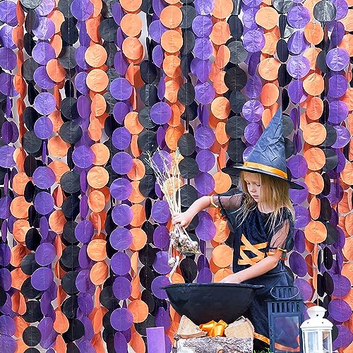 192 Ft Orange Purple Black Party Decorations Polka Dots Streamer Garland Backdrop for Halloween Graduation Birthday Baby Shower Wedding Engagement Bachelorette Bridal Shower Holiday Party Supplies - color: Black Orange Purple