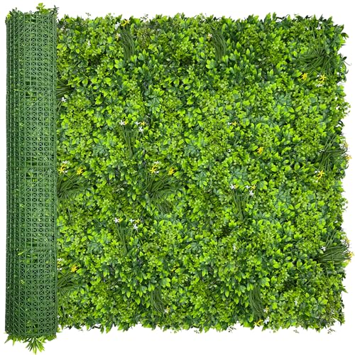 ODTORY Artificial Plant Wall Roll: 60 X 120 in (50 sqft) UV-Anti Ivy Privacy Fence Screen Faux Greenery Panels Backdrop Boxwood Ivy Vine Leaf Hedge for Indoor Outdoor Green Decor - size: 5 ft x 10 ft- Vine Leaf