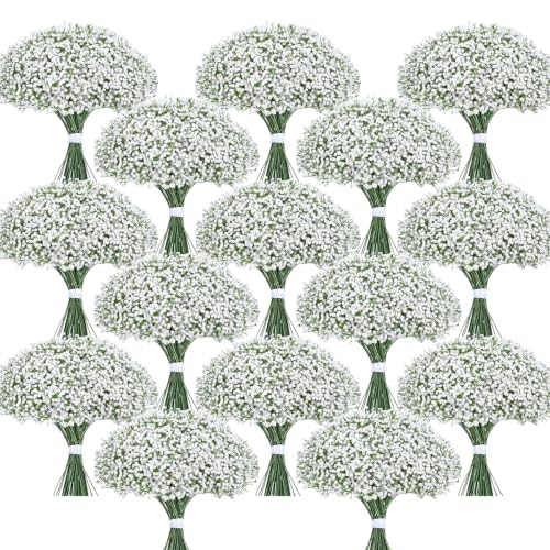 Yastouay Babys Breath Artificial Flowers, 90Pcs Wedding Babys Breath Flowers Artificial Bulk, Real Touch Faux Babies Breath Gypsophila Bouquet for Wedding Floral Arrangement Party Decor - color: White, size: 90 Pcs