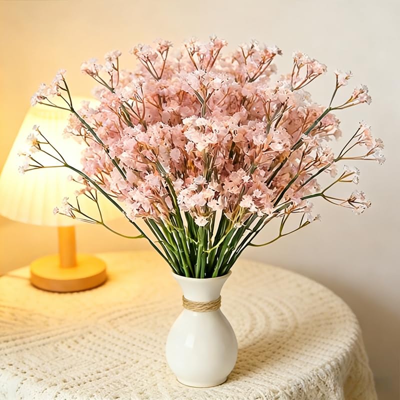 10 Pcs Babys Breath Light Pink Artificial Flowers, Real Touch Gypsophila Fake Flowers for Wedding, Home Decor, Vase Filler, Table Centerpieces, Party Decorations - color: 10pcs Light Pink