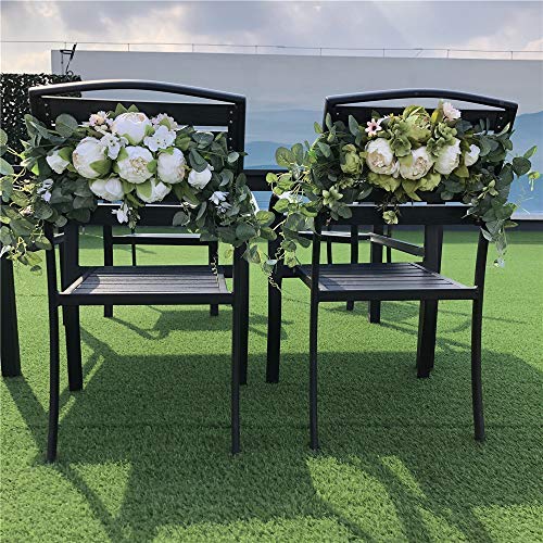 H&S BRIDAL Wedding Arch Flowers, 30 Inch Rustic Artificial Floral Swag for Door Lintel, Green Leaves Rose Peony Sunflowers Table Centerpieces Home Decoration - color: White